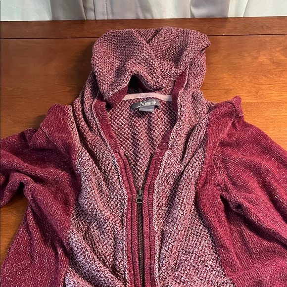 Natural Reflections Burgundy and Cream Knit Sweater - Picture 1 of 11